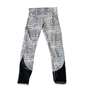 Lululemon Pace‎ Rival Crop Leggings Grey Space Dye Mesh Size 4 W6G12S